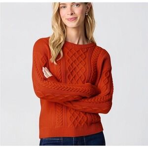 J.Crew | 2024 Cable Knit Sweater Small Red 100% Cotton Crewneck Pullover